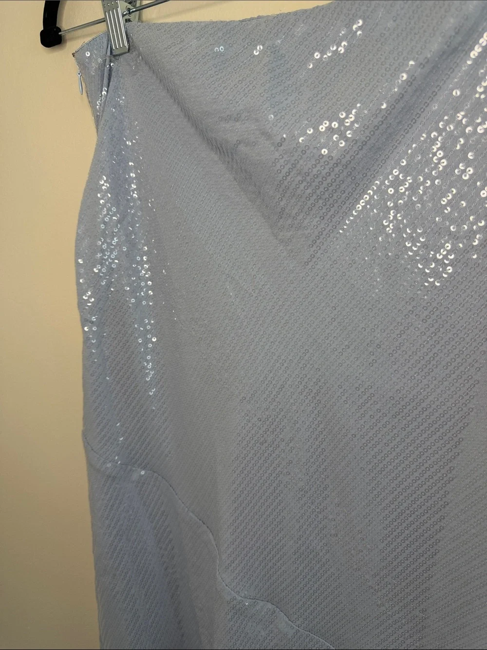 Peppermayo NWT Algorithm Sequin Maxi Skirt Light Blue Low Rise Party Size US 8